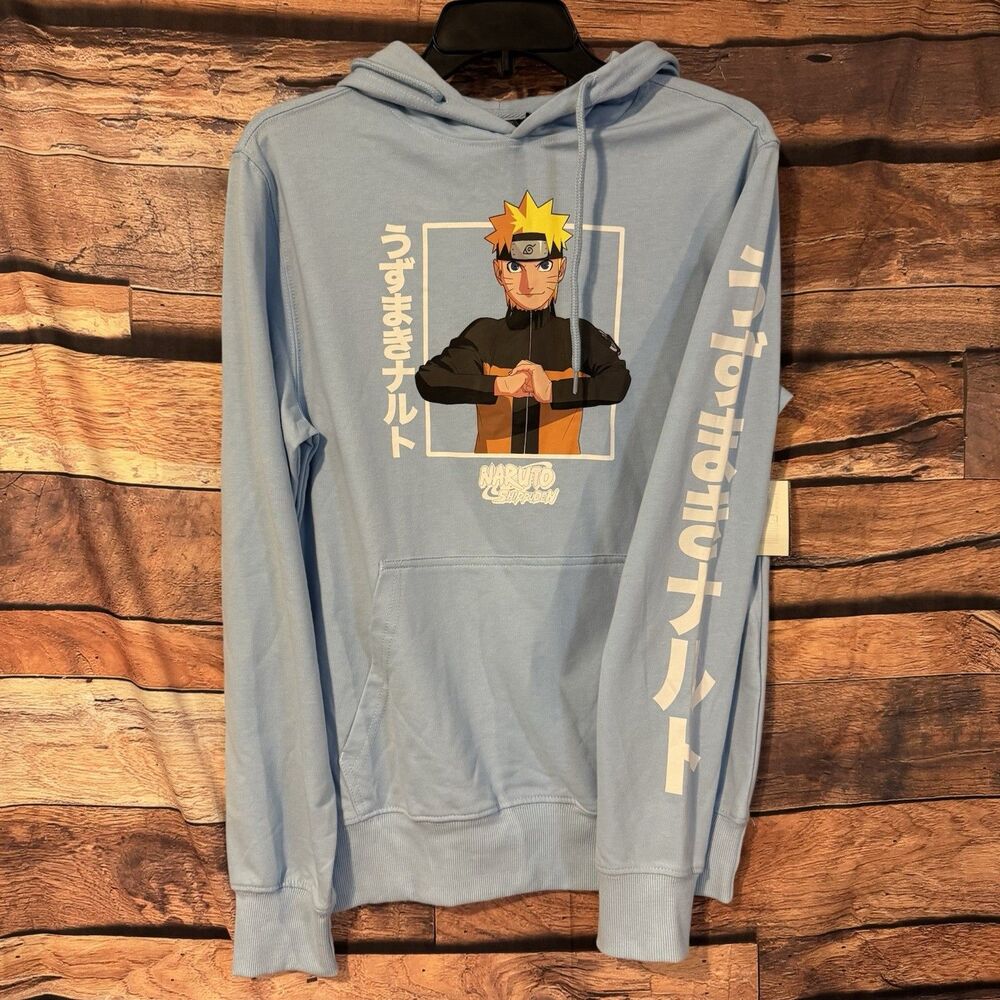Naruto Shippuden Hoodie Mens XS Blue Ichiraku Ramen Shop Anime Graphic NWT New